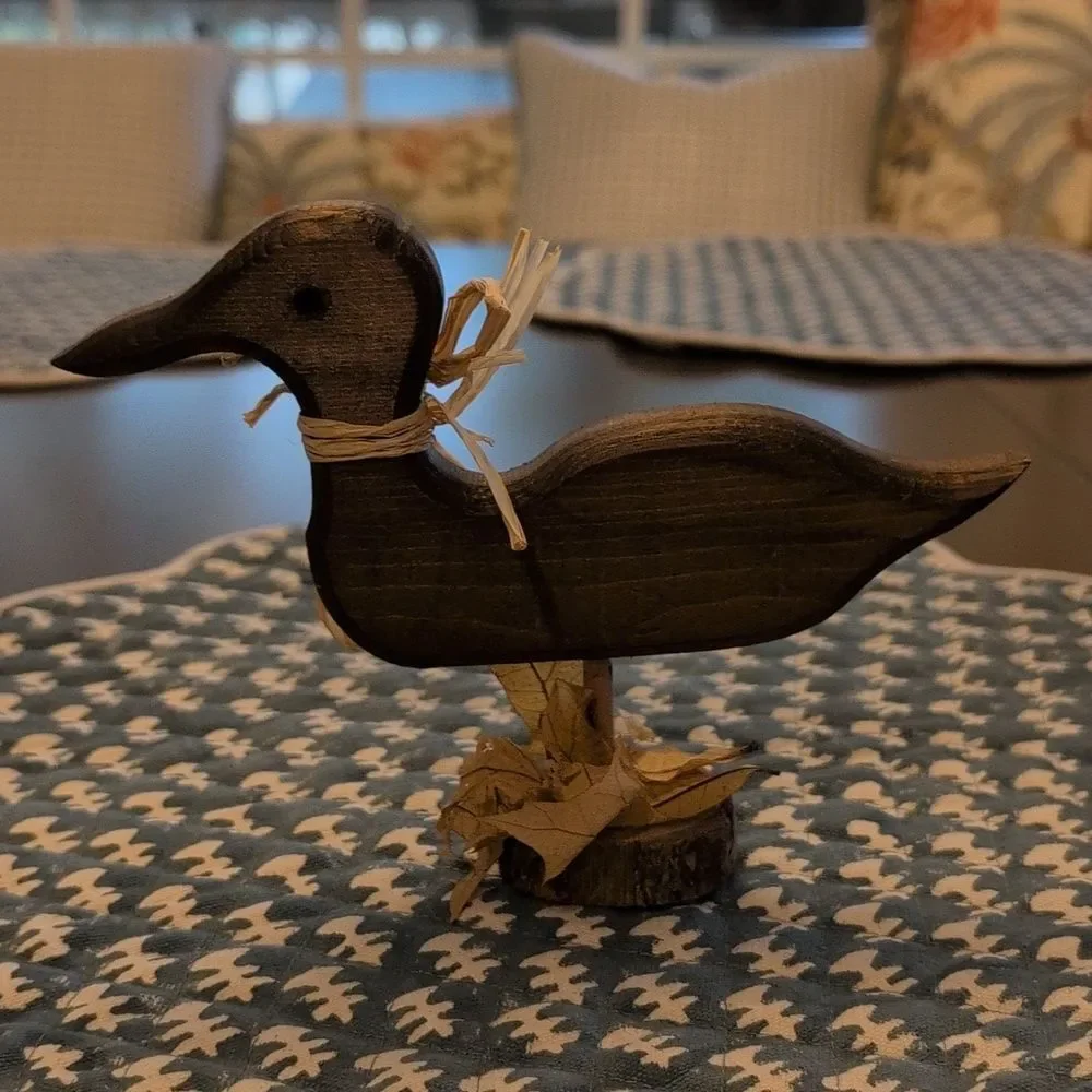 Handmade Primitive Wooden Duck Figurines Rustic Cabin Country Duck Decor
